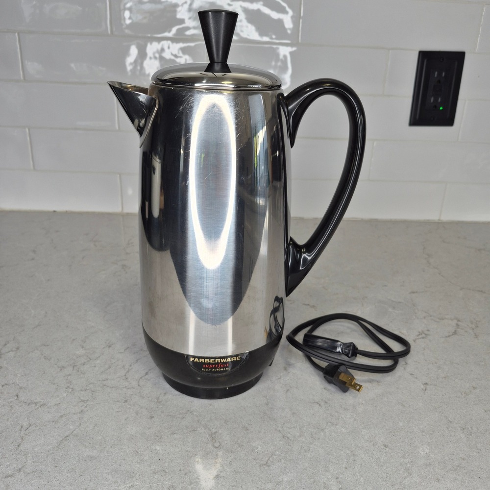 Farberware Superfast Fully Automatic Vintage Electric Percolator Silver